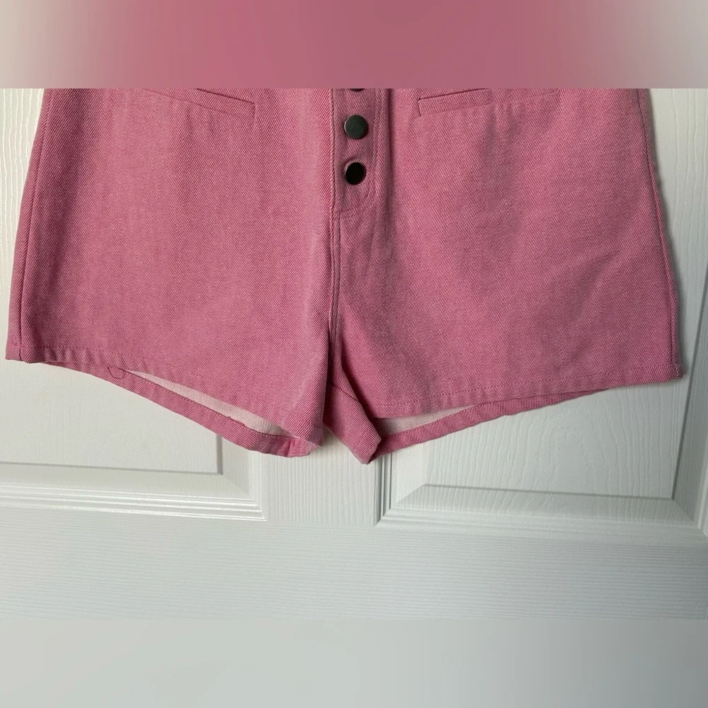 Cloud Ten High Rise Buttonfly Pink & White Pinstriped Denim Short Size L NWT - Picture 9 of 9
